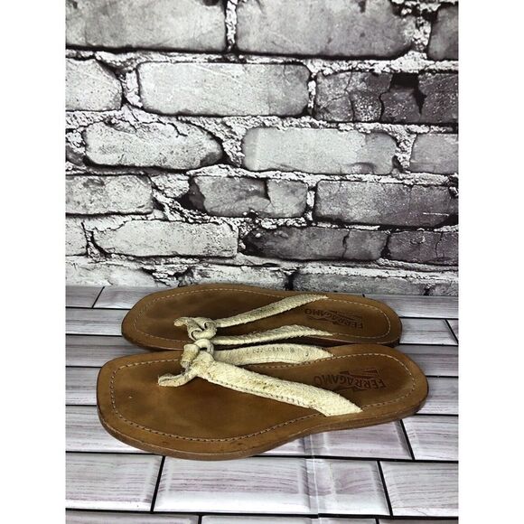 Salvatore Ferragamo Ivory Leather SnakeSkin Flip Flops Sandals Women Sz 8D US/39 - Picture 15 of 16